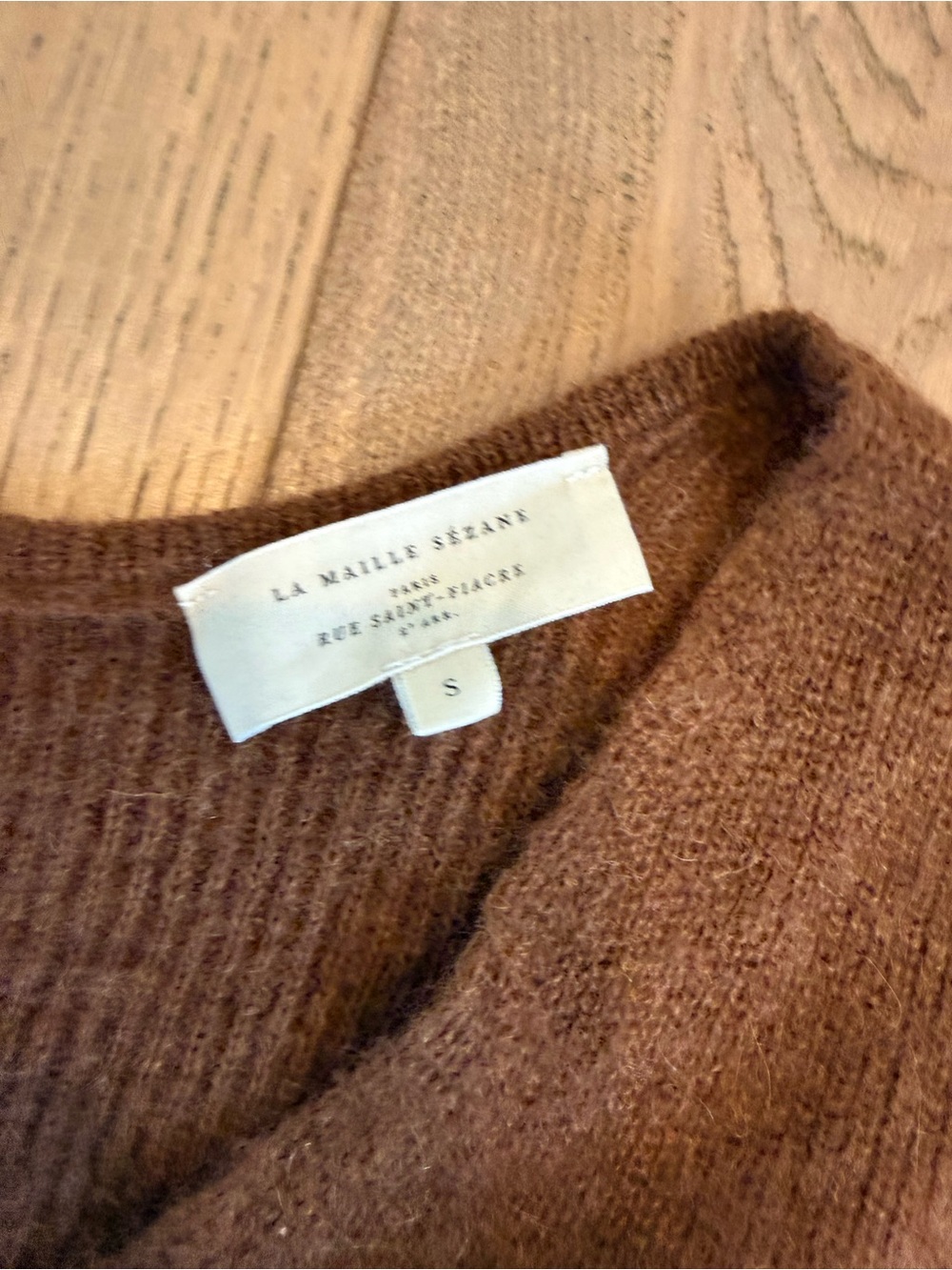Sezane Rust Brown V-Neck Button Sweater - Picture 5 of 5